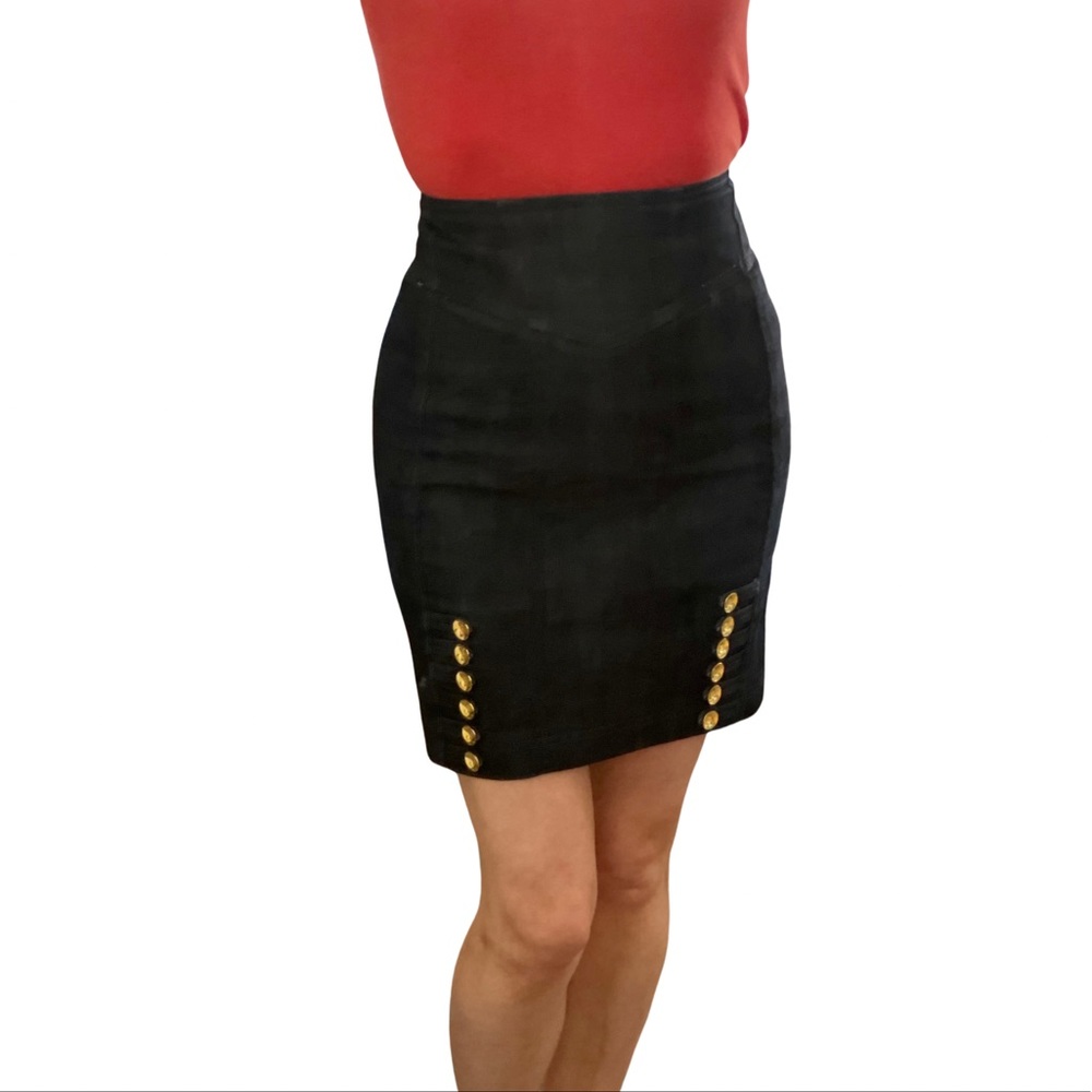 Anthropologie Military Style Denim Skirt, Size: 0